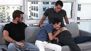 Cock Hungry Son Fucked By Bearded Stepdaddy And His Friend - gayxo.com
